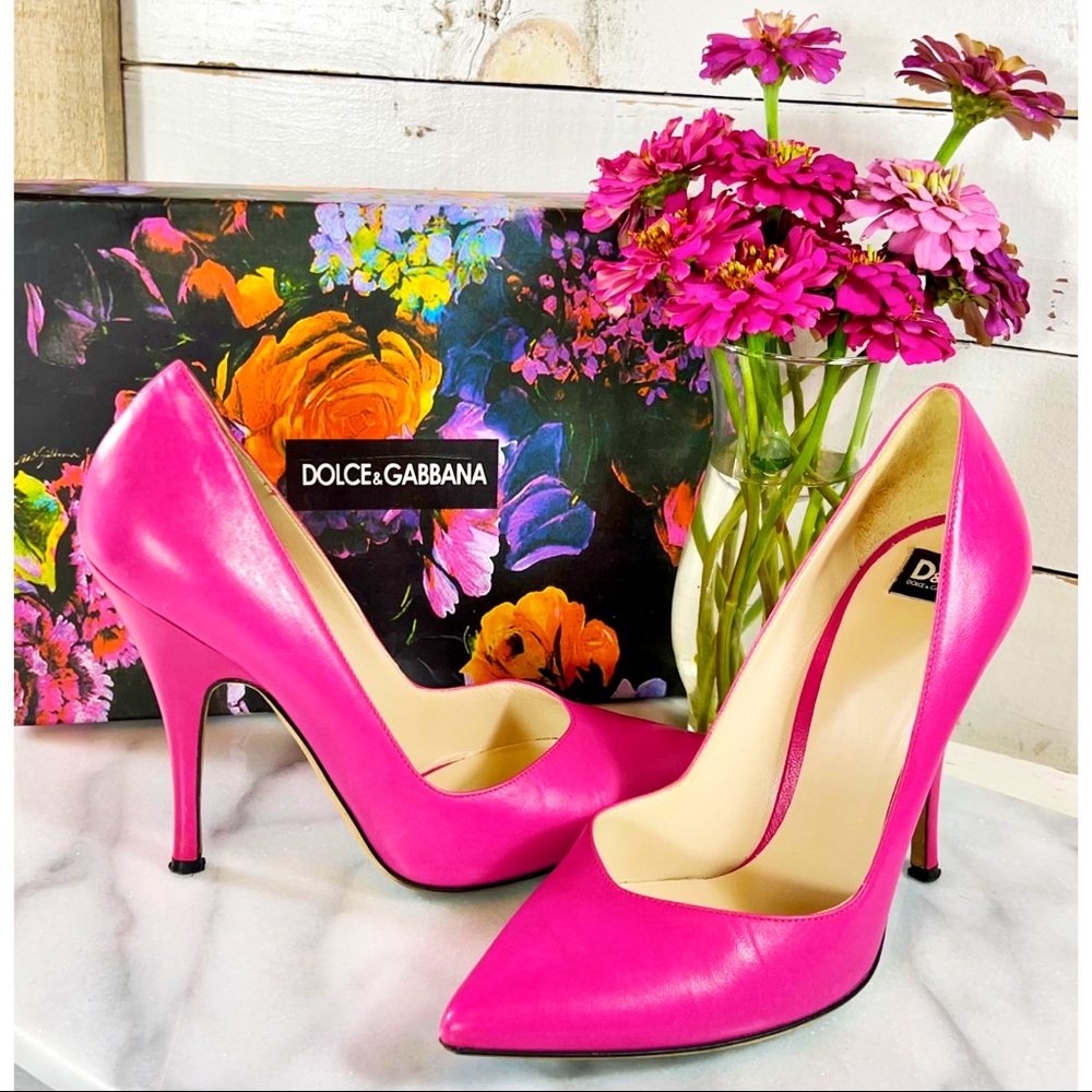Dolce & Gabbana Hot Pink Leather Stiletto Pumps